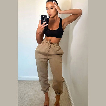 Camel Cuffed Joggers - Lizzie
