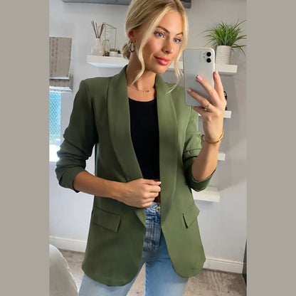 Khaki Long Sleeve Pocket Blazer - Tenely