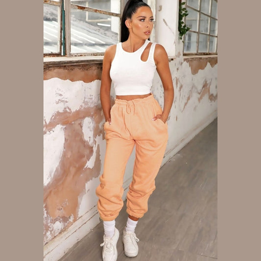 Peach Cuffed Joggers - Lizzie