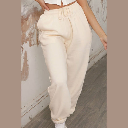 Cream Cuffed Joggers - Lizzie