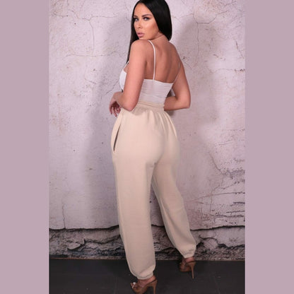 Cream Cuffed Joggers - Lizzie