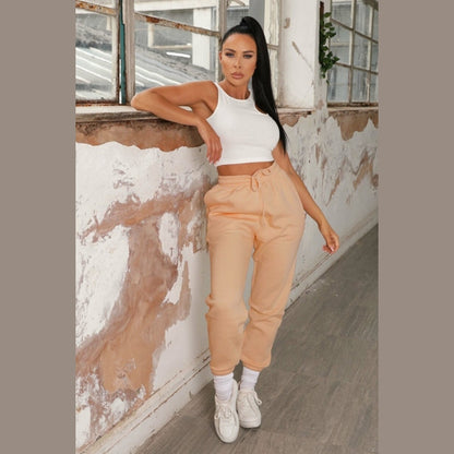 Peach Cuffed Joggers - Lizzie
