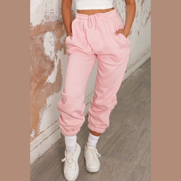 Light Pink Cuffed Joggers - Lizzie