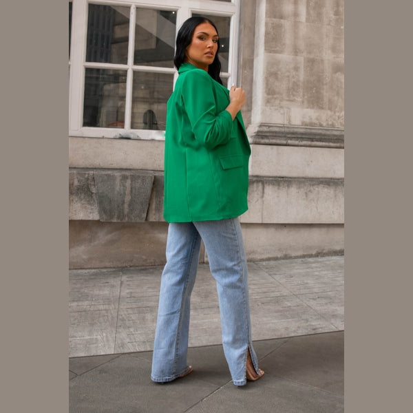 Green Long Sleeve Pocket Blazer - Tenely