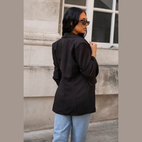 Black Long Sleeve Pocket Blazer - Tenely