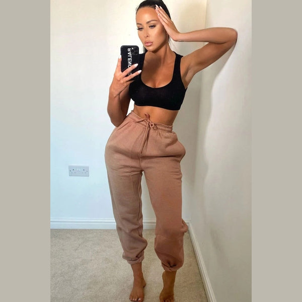 Tan Cuffed Joggers - Lizzie