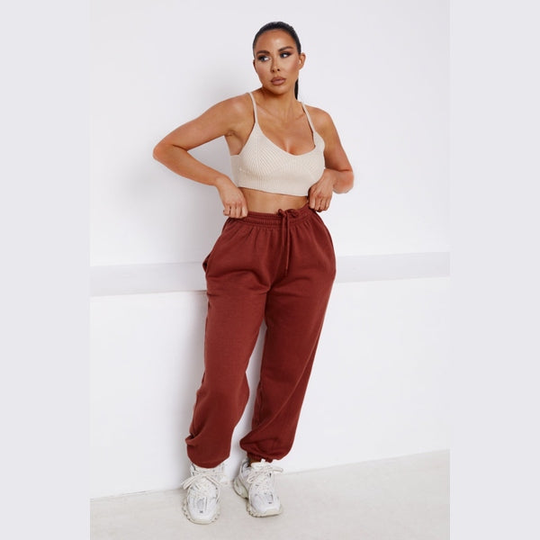 Light Chocolate Cuffed Joggers - Lizzie