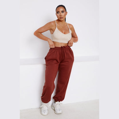 Light Chocolate Cuffed Joggers - Lizzie
