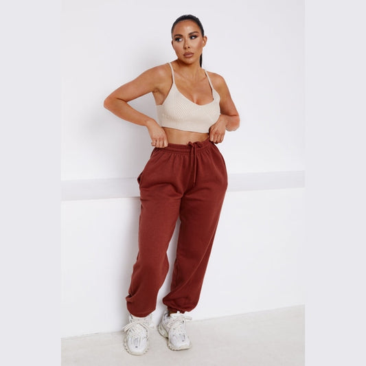 Light Chocolate Cuffed Joggers - Lizzie