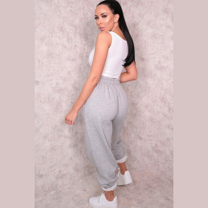 Grey Cuffed Joggers - Lizzie