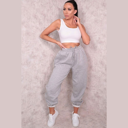 Grey Cuffed Joggers - Lizzie