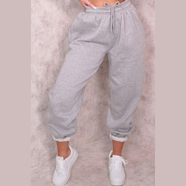 Grey Cuffed Joggers - Lizzie