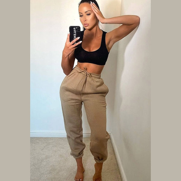 Camel Cuffed Joggers - Lizzie