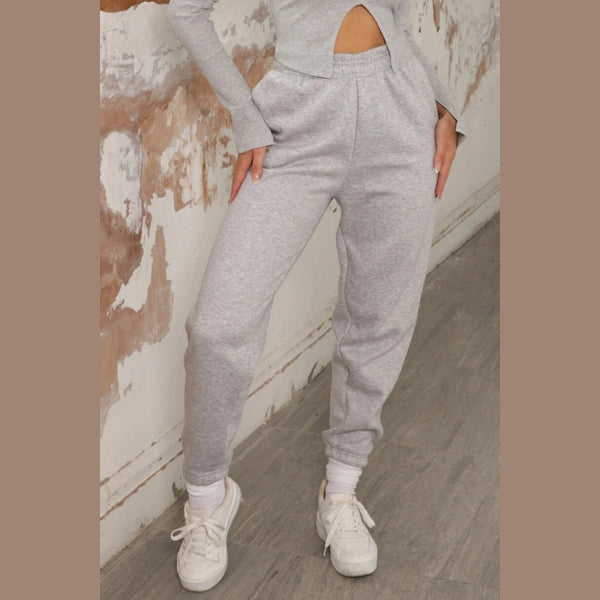 Grey Cuffed Joggers - Lizzie