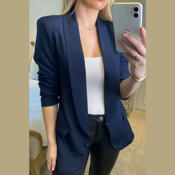 Navy Long Sleeve Pocket Blazer - Tenely