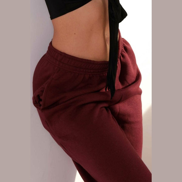 Wine Cuffed Joggers - Lizzie