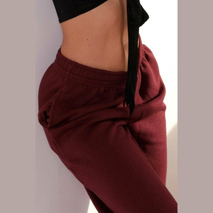 Wine Cuffed Joggers - Lizzie