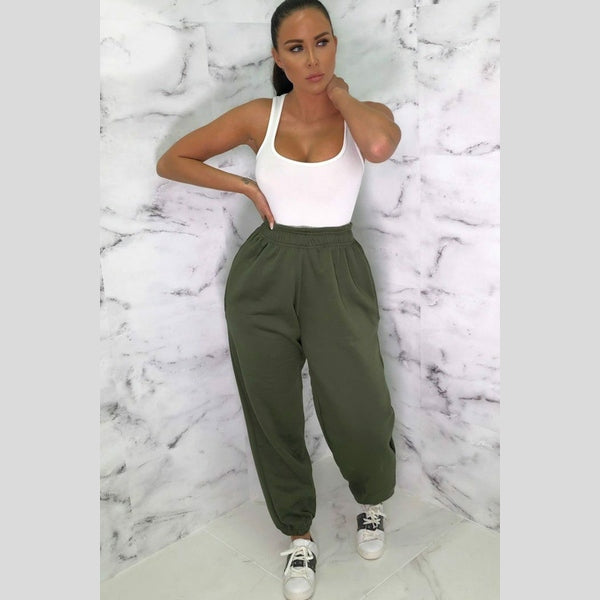 Khaki Cuffed Joggers - Lizzie