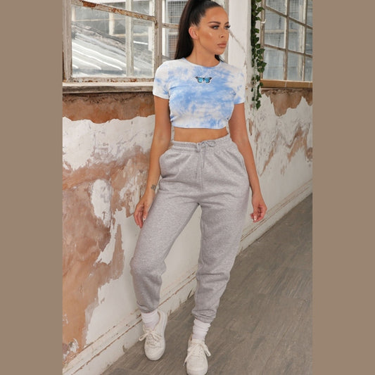 Grey Cuffed Joggers - Lizzie
