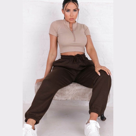 Chocolate Cuffed Joggers - Lizzie