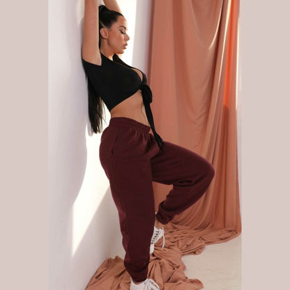 Wine Cuffed Joggers - Lizzie