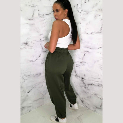 Khaki Cuffed Joggers - Lizzie