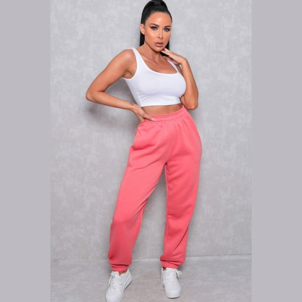 Coral Cuffed Joggers - Lizzie