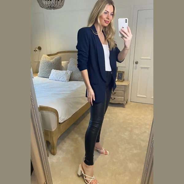 Navy Long Sleeve Pocket Blazer - Tenely