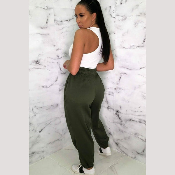 Khaki Cuffed Joggers - Lizzie