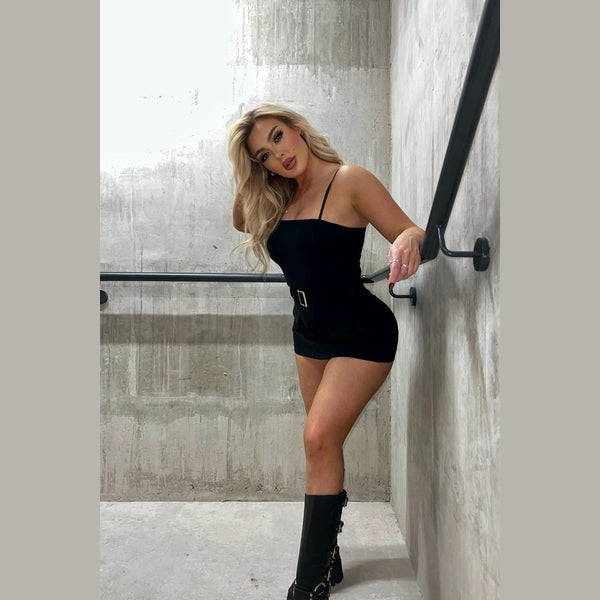 Black Cargo Pocket Belted Skort Playsuit - Soraya