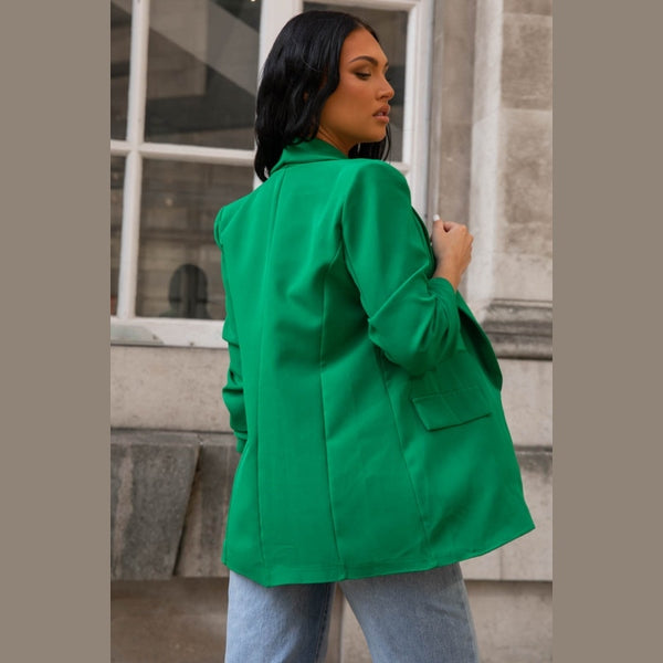 Green Long Sleeve Pocket Blazer - Tenely