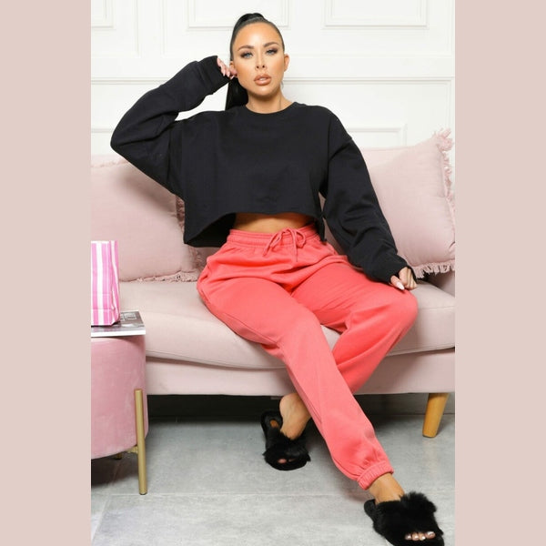 Coral Cuffed Joggers - Lizzie