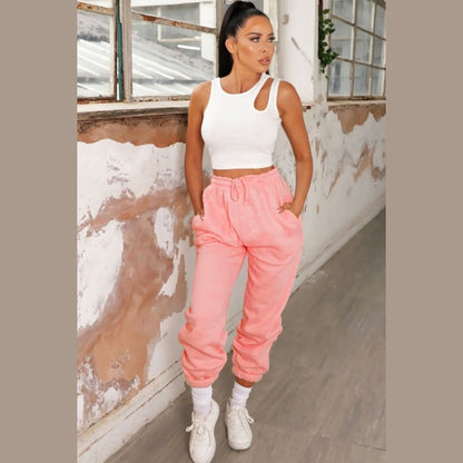 Pale Coral Cuffed Joggers - Lizzie