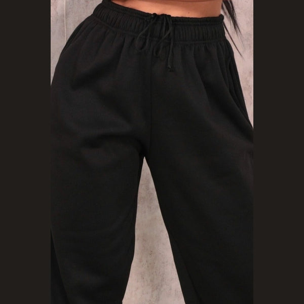 Black Cuffed Joggers - Lizzie