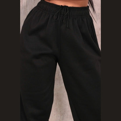 Black Cuffed Joggers - Lizzie
