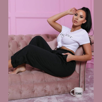 Black Cuffed Joggers - Lizzie