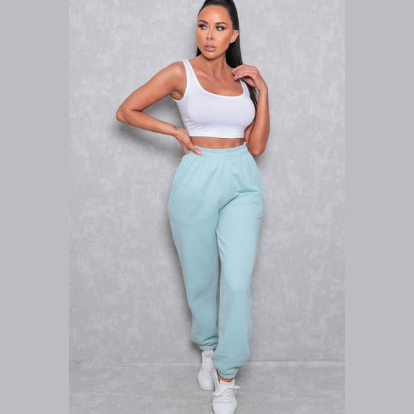 Light Blue Cuffed Joggers - Lizzie
