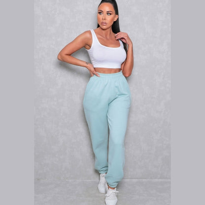 Light Blue Cuffed Joggers - Lizzie