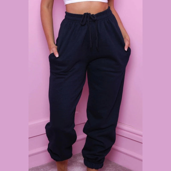 Navy Cuffed Joggers - Lizzie