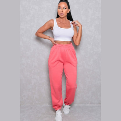 Coral Cuffed Joggers - Lizzie