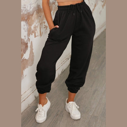 Black Cuffed Joggers - Lizzie