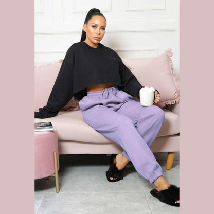 Lilac Cuffed Joggers - Lizzie
