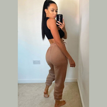 Tan Cuffed Joggers - Lizzie